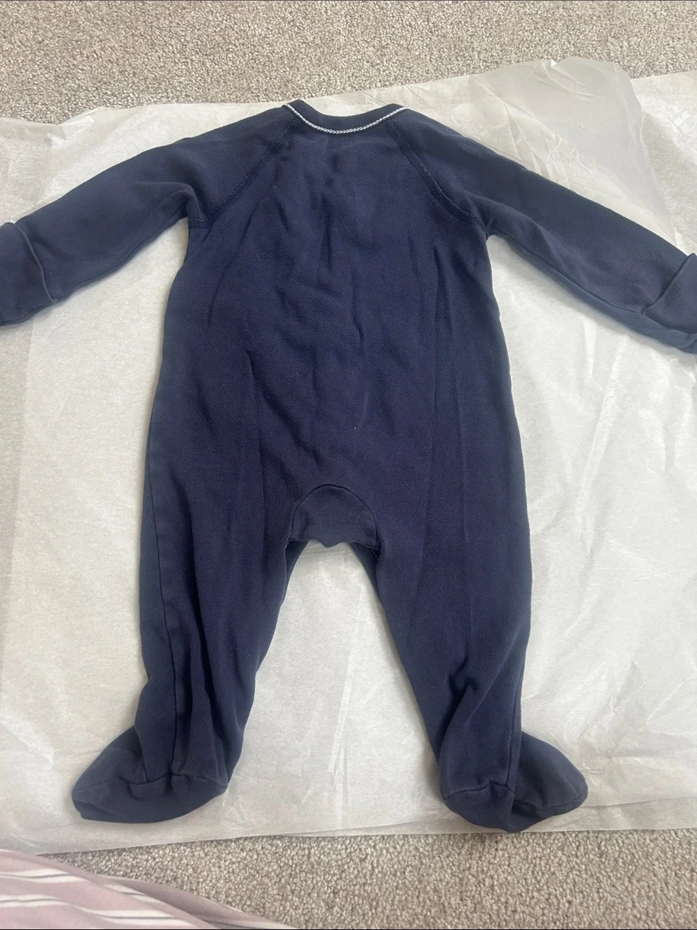 Ralph Lauren Navy Blue Footed One-Piece with White Trim
